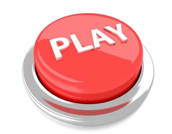 PLAY on red push button. 3d illustration. Isolated background. — Stock Photo, Image