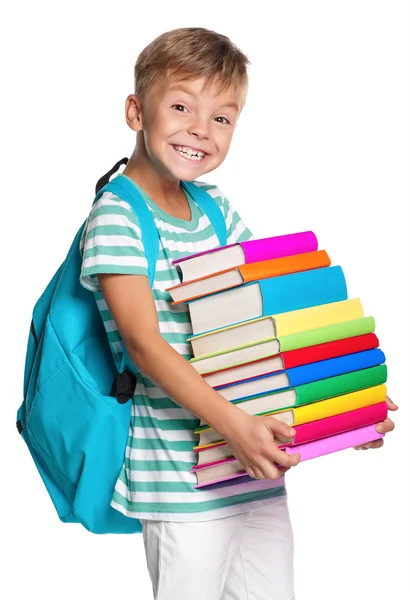 Petit garçon avec des livres — Photo