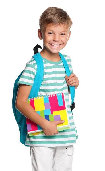 Kleine jongen met oefening boeken — Stockfoto