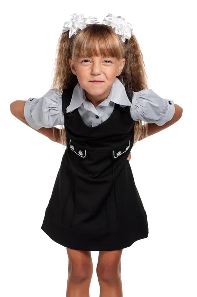 Little girl in school uniform — Stock Photo, Image