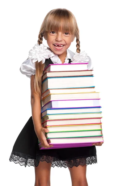 Little girl with books — Stock Photo, Image