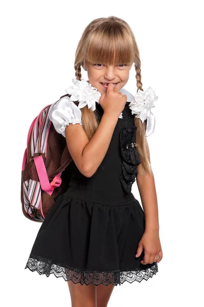 Little girl with backpack — Stock Photo, Image