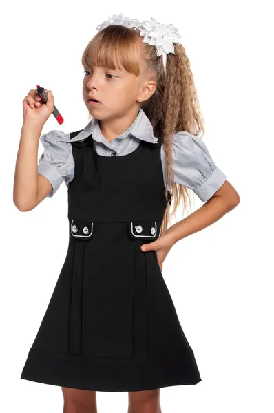 Little girl with marker — Stock Photo, Image