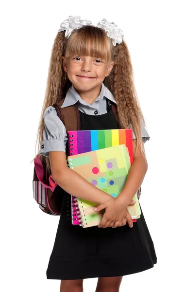 Niña con cuadernos de ejercicios — Foto de Stock