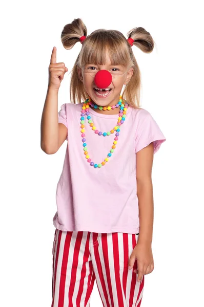 Petite fille avec nez de clown — Photo