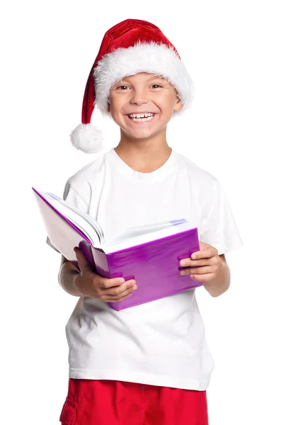 在圣诞老人帽的小男孩 — 图库照片