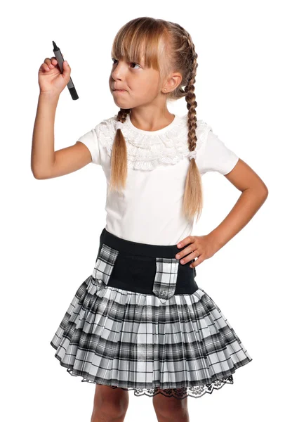 Little girl with marker — Stock Photo, Image