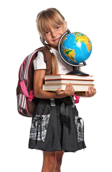 Little girl with books