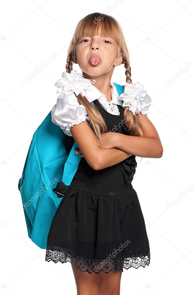 Little girl in school uniform