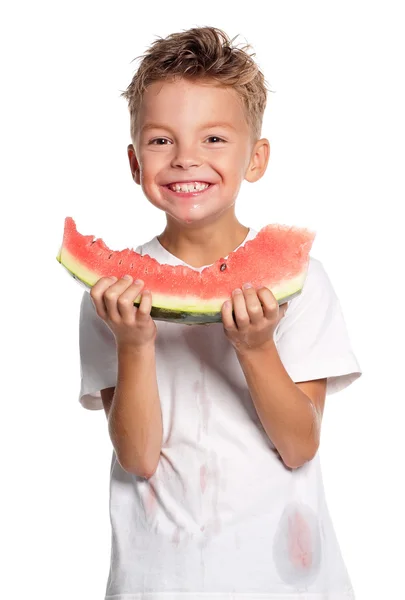 Niño con sandía — Foto de Stock