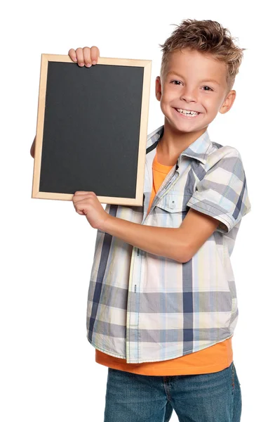 Boy with small blackboard — Stock Photo, Image