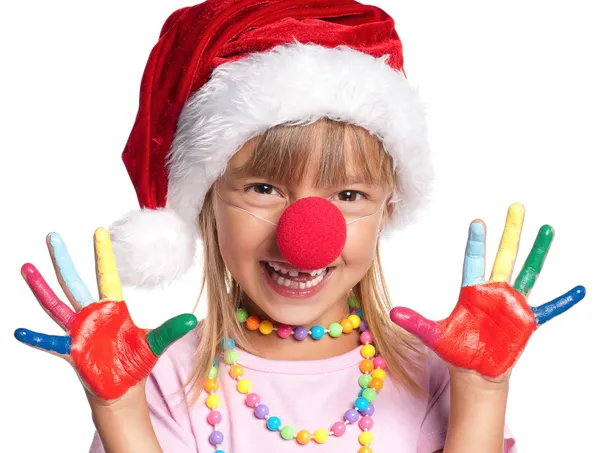 Bambina in cappello da Babbo Natale — Foto Stock