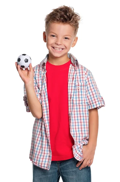 Αγόρι με μπάλα ποδοσφαίρου — Φωτογραφία Αρχείου