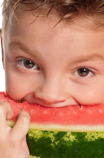 Boy with watermelon — Stock Photo, Image