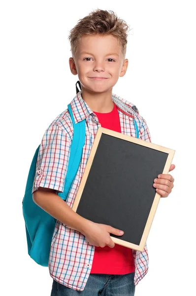 Αγόρι με μικρό μαυροπίνακα — Φωτογραφία Αρχείου