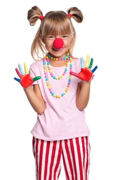 Kleines Mädchen mit Clownsnase — Stockfoto