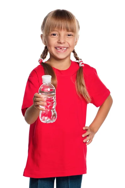 Kleines Mädchen mit Flasche Wasser — Stockfoto