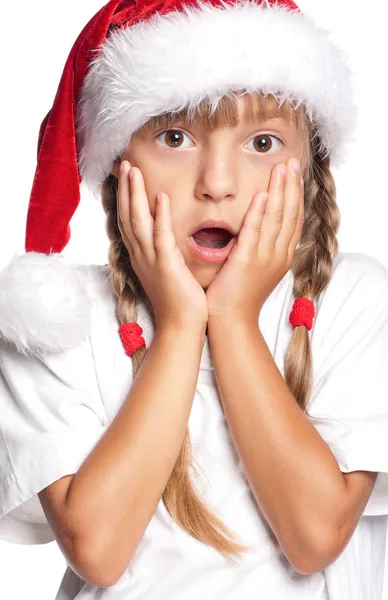 Little girl in Santa hat — Stock Photo, Image