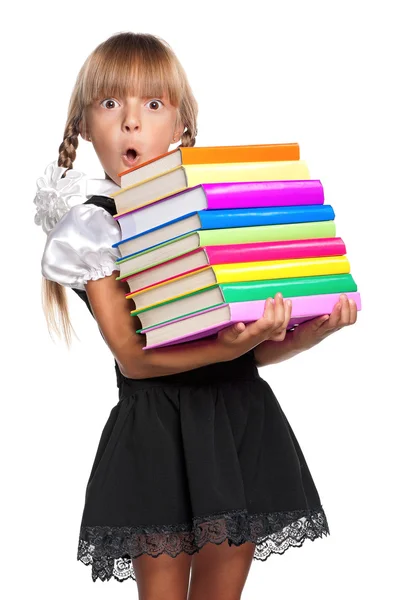 Little girl with books — Stock Photo, Image