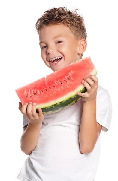 Boy with watermelon — Stock Photo, Image