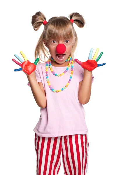 Little girl with clown nose — Stock Photo, Image