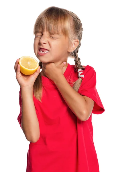 Little girl with lemon — Stock Photo, Image