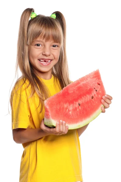 Meisje met watermeloen — Stockfoto