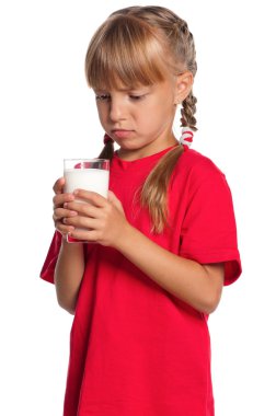 Little girl with glass of milk clipart