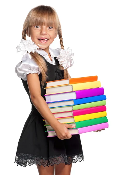 Little girl with books — Stock Photo, Image