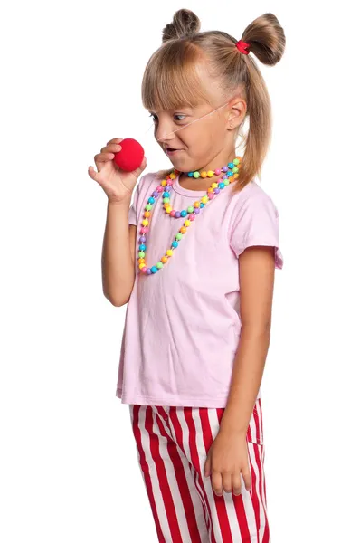 Little girl with clown nose — Stock Photo, Image