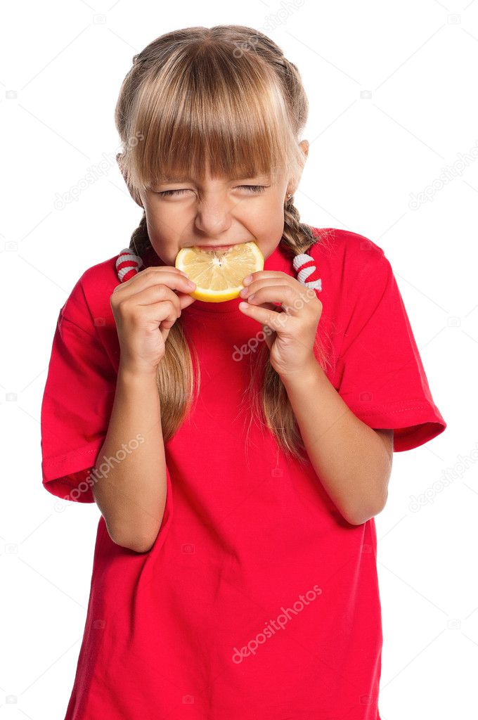 Little girl with lemon