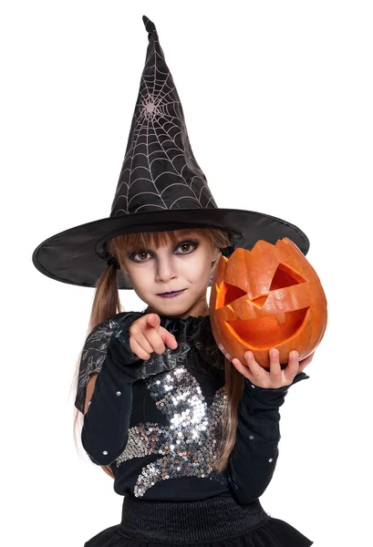 Menina em traje de Halloween — Fotografia de Stock