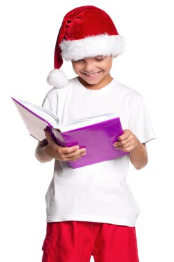 Noel Baba şapkalı çocuk