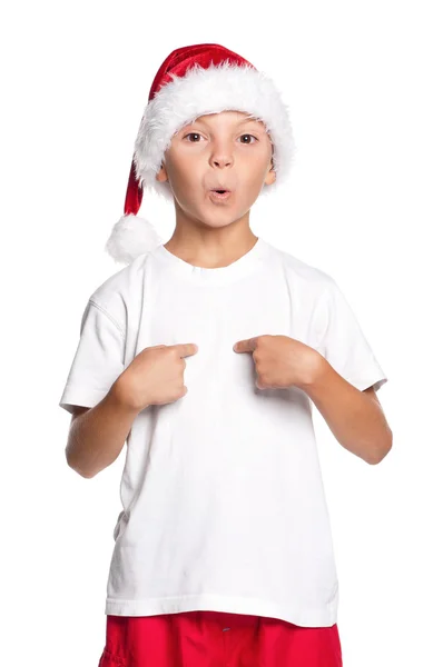 Chlapec v santa hat — Stock fotografie