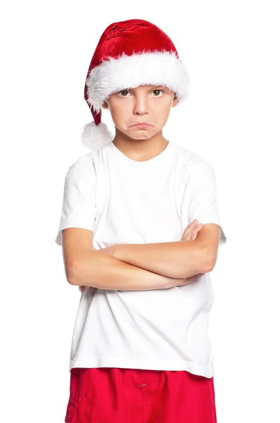 Garçon en chapeau de Père Noël — Photo