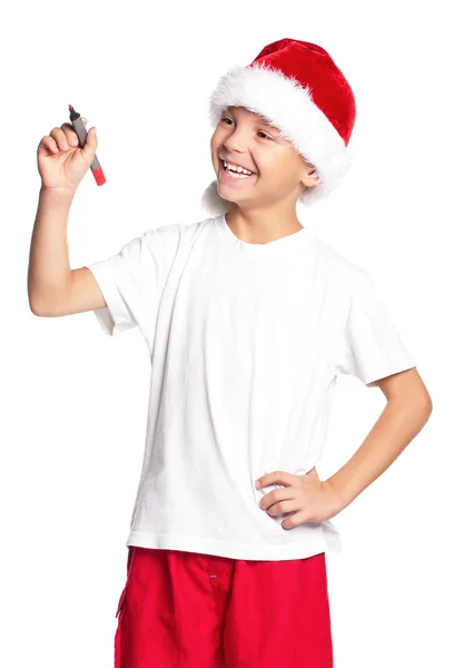 Ragazzo in cappello Babbo Natale — Foto Stock