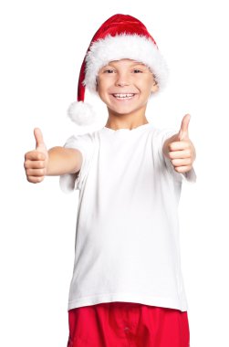Noel Baba şapkalı çocuk
