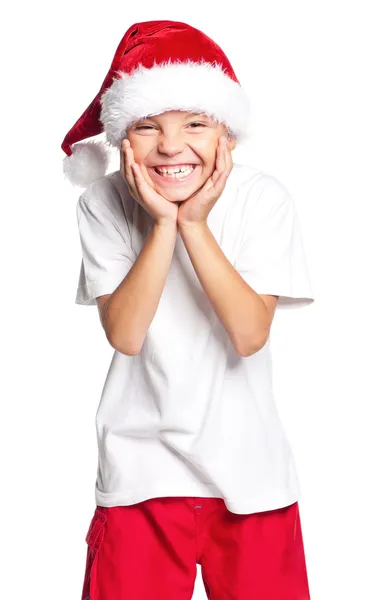 Chlapec v santa hat — Stock fotografie