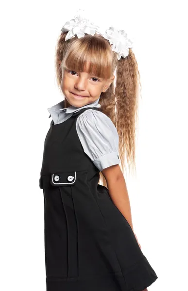 Little girl in school uniform — Stock Photo, Image