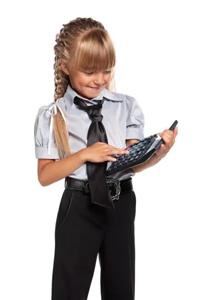 Meisje met calculator — Stockfoto