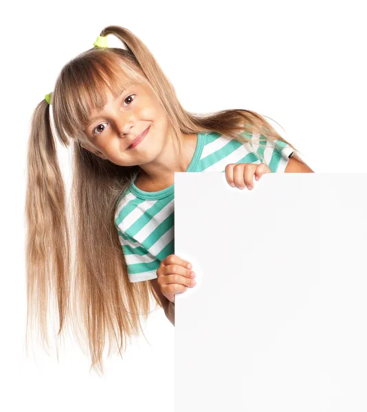 Kleines Mädchen mit weißem Rohling — Stockfoto