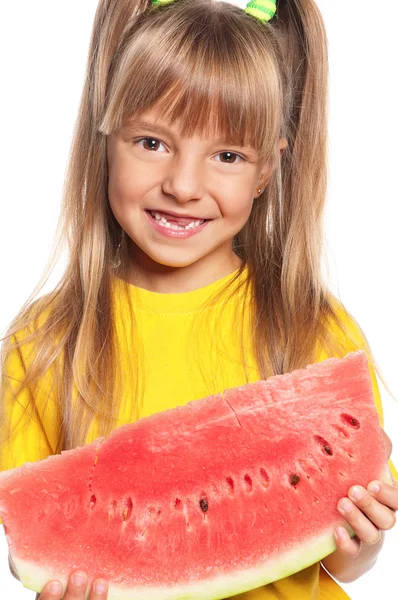 Niña con sandía —  Fotos de Stock