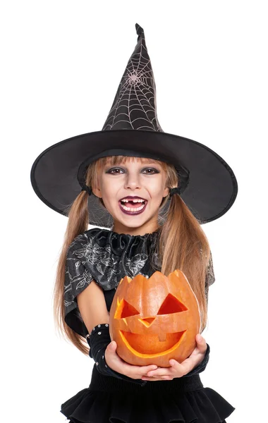 Kicsi lány, halloween jelmez — Stock Fotó