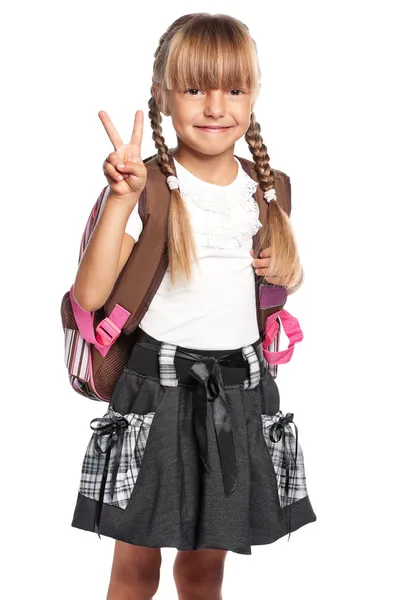 Little girl with backpack — Stock Photo, Image