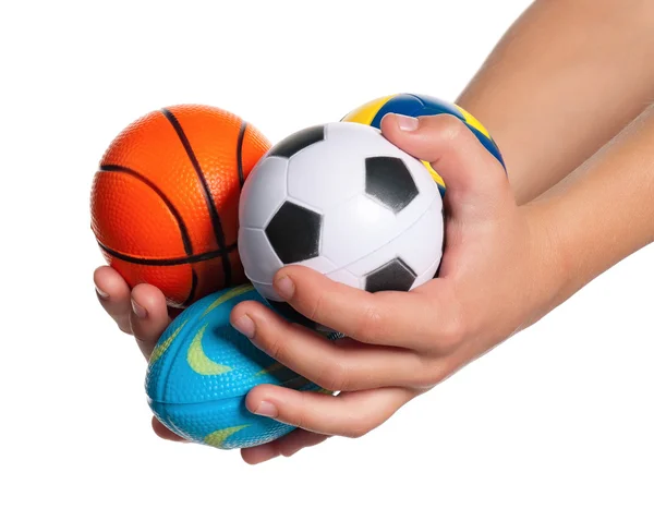 Boy hands with small balls — Stock Photo, Image