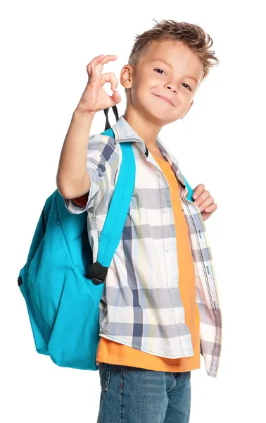 Menino com mochila — Fotografia de Stock