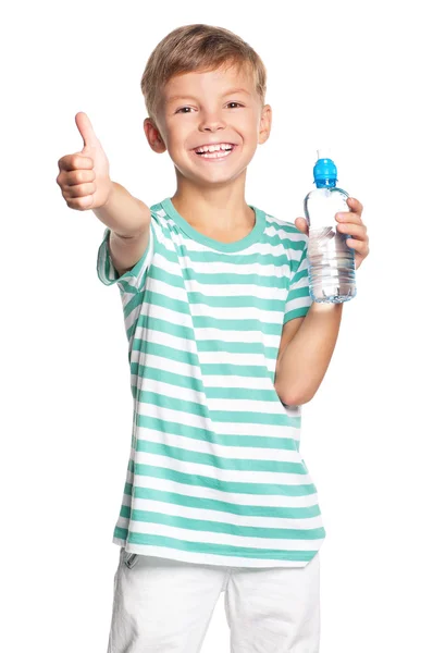 Jongen met fles water — Stockfoto