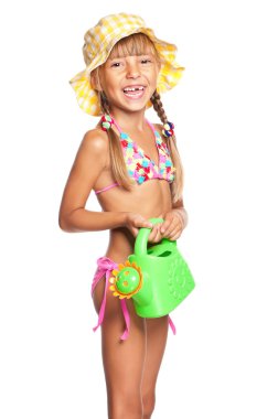 Little girl in swimsuit clipart