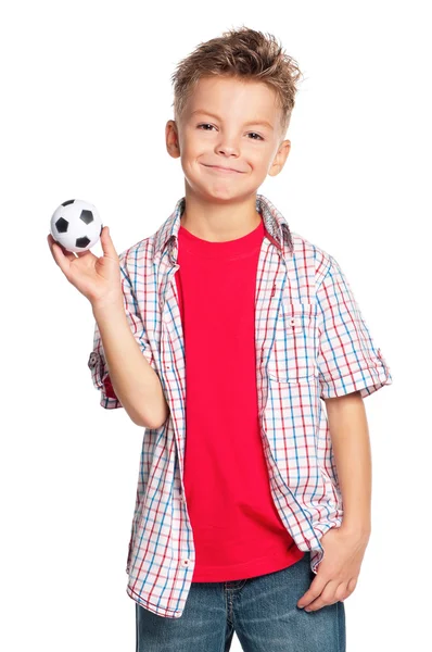 Garçon avec ballon de football — Photo