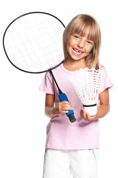 Ragazzina che gioca a badminton — Foto Stock